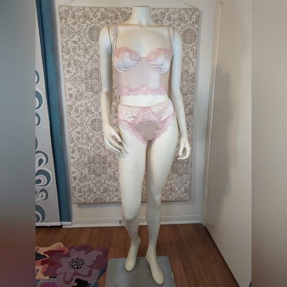 Victoria's Secret Bustier and Panty Set Pale Peach and Light Pink 34C & Medium - Picture 9 of 16